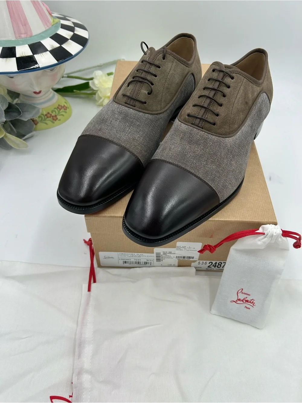 Men's Christian Louboutin Gregory velvet Twill and Leather Oxford's size 43